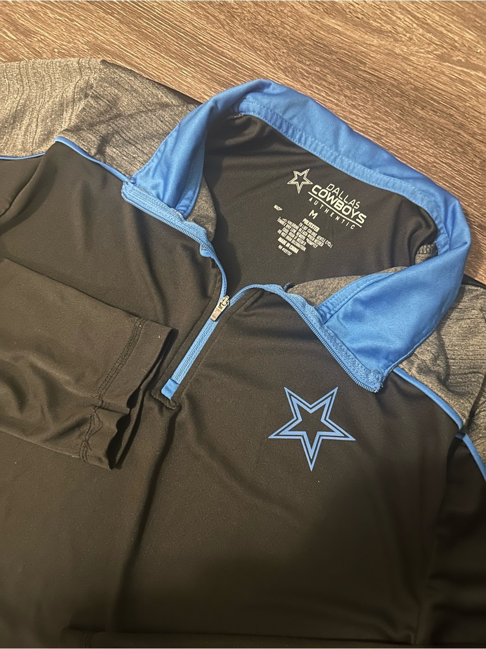 Dallas Cowboys Authentic Men's M Black Blue Gray 1/4 Zip Mock Neck Pullover